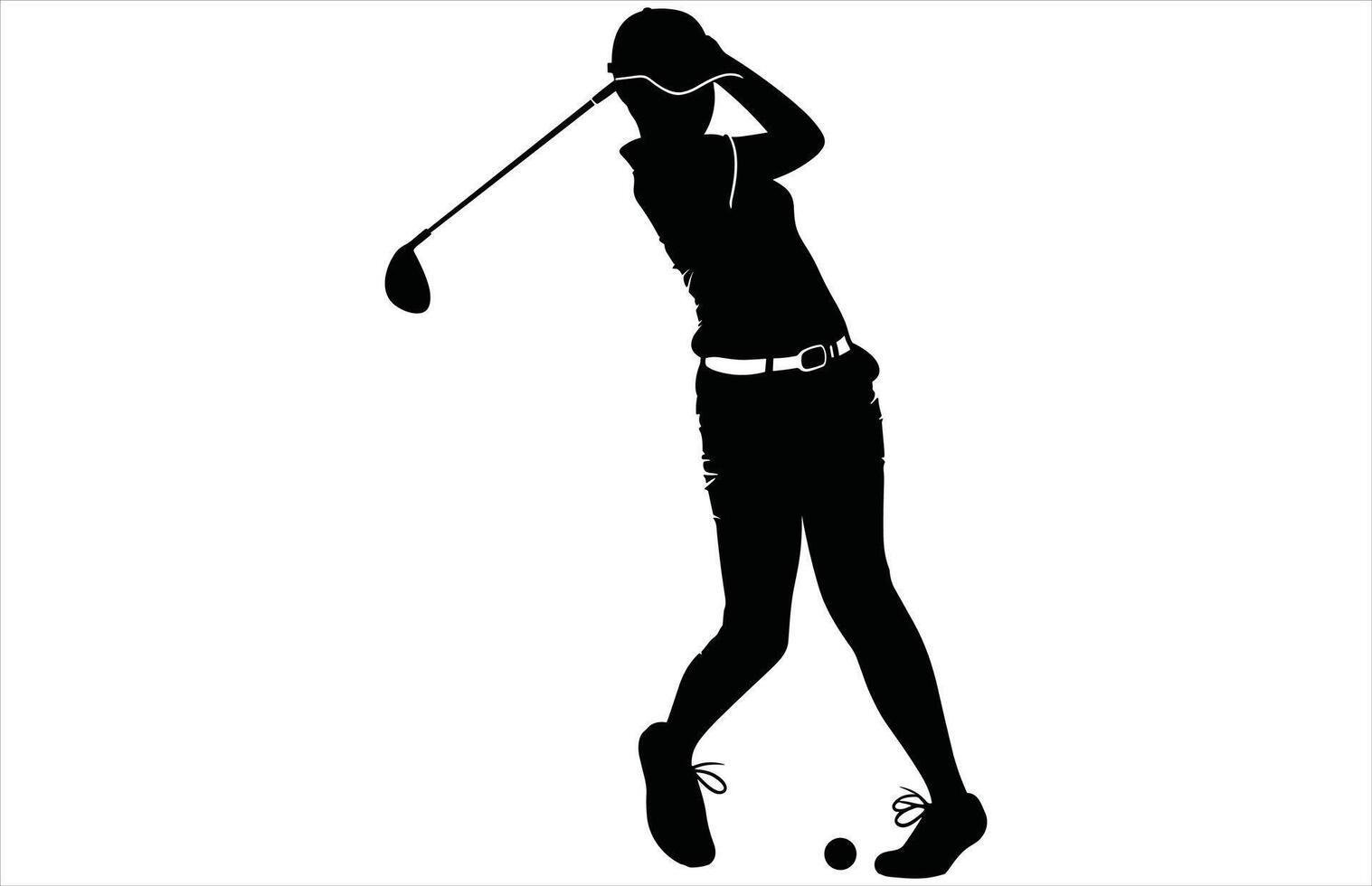 Lady Golfer Silhouette - Iconic Golf Swing Outline vector