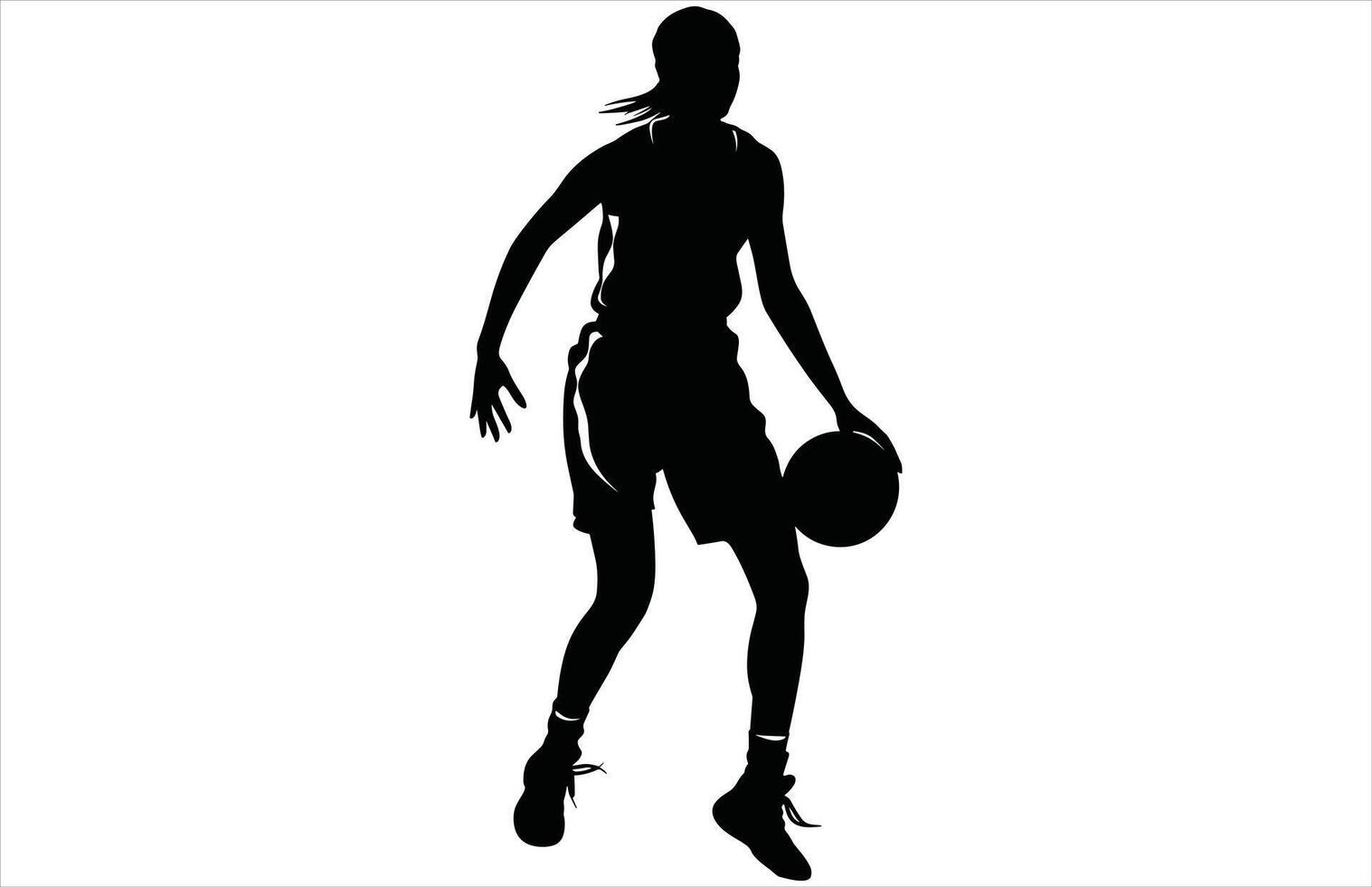 Female Basketball Player Silhouette - Sporty Basketball Icon Illustration vector