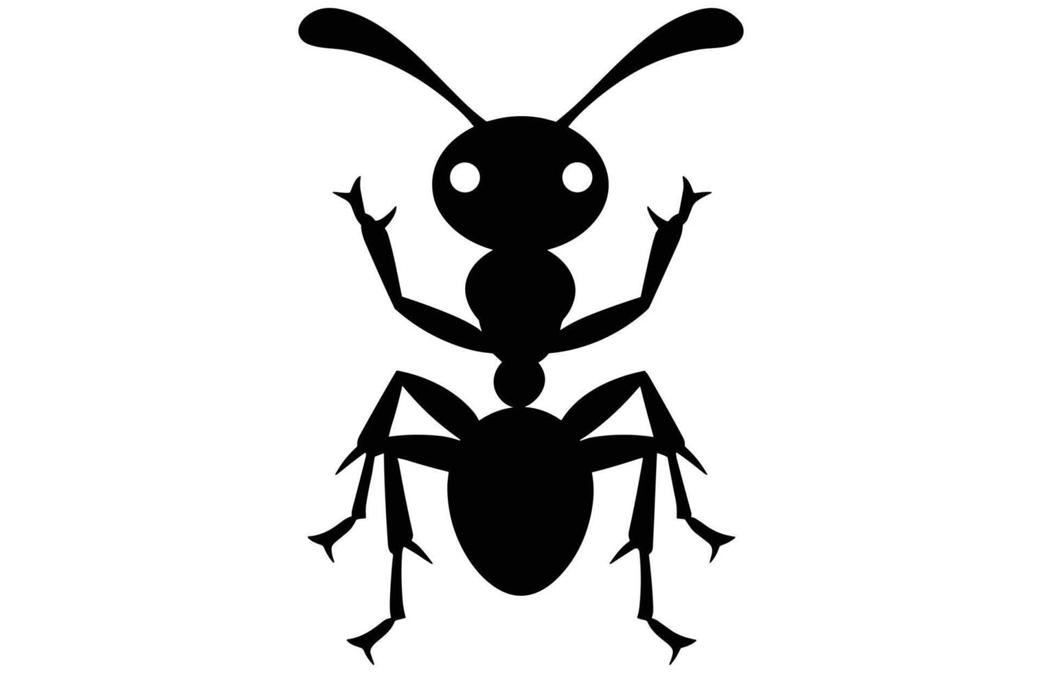 Happy Ant Silhouette - Fun Bug Outline Illustration vector