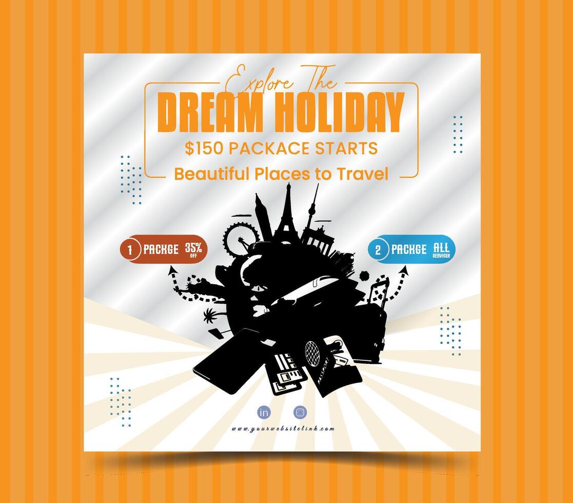 Travels post design for social media vector