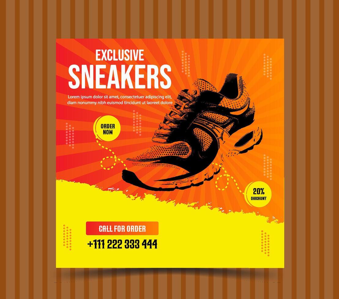 Sneaker marketing poster design for social media vector