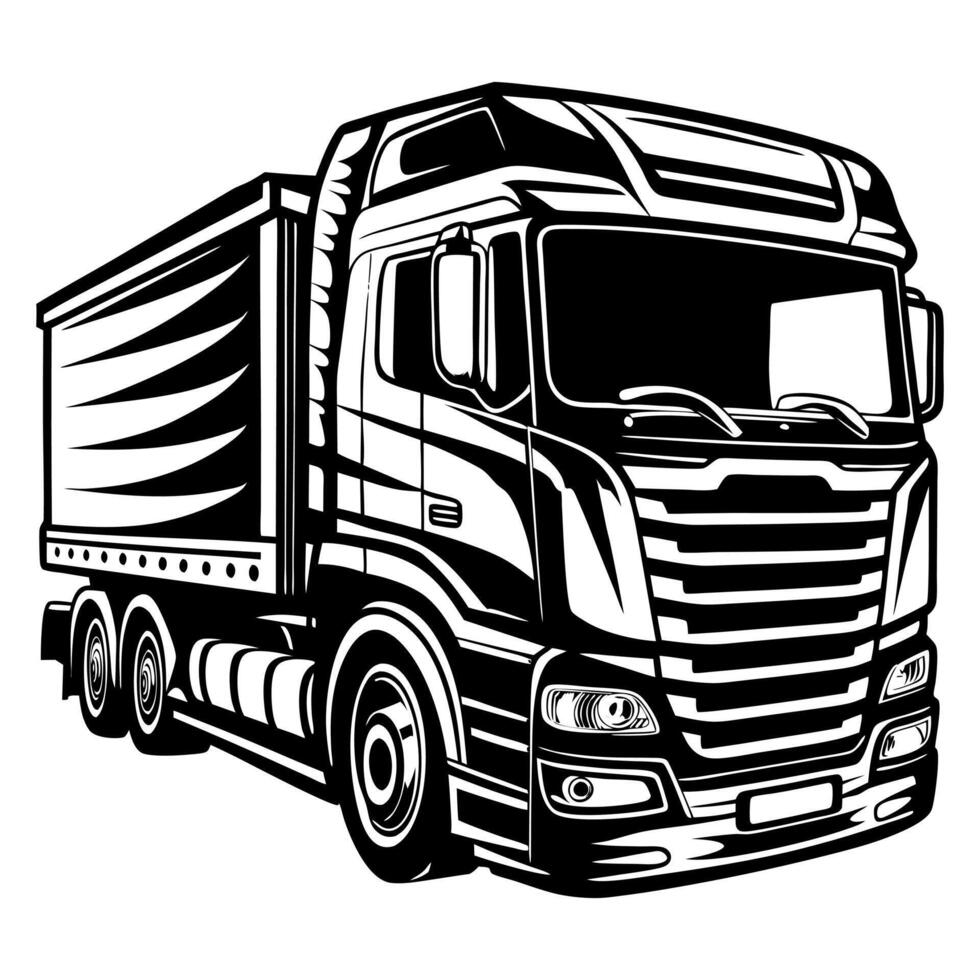 Monochrome illustration with a truck as a template for the design. vector