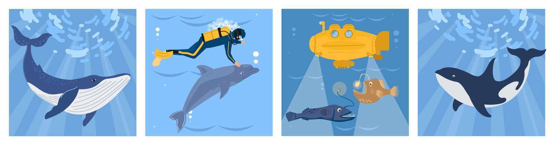 Set of different cartoon illustrations vector