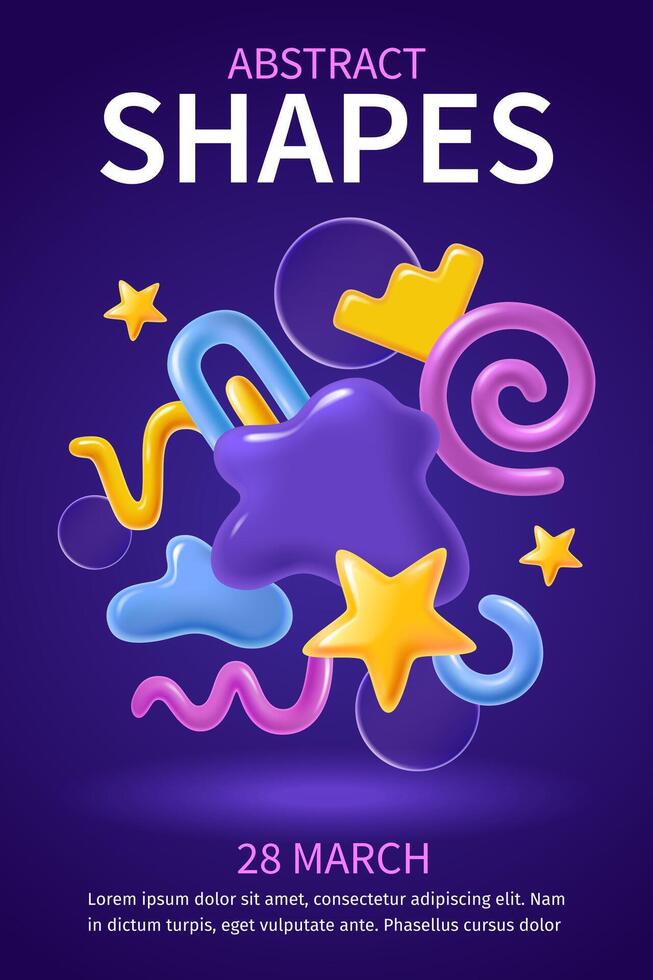 Abstract shapes realistic vertical flyer template vector