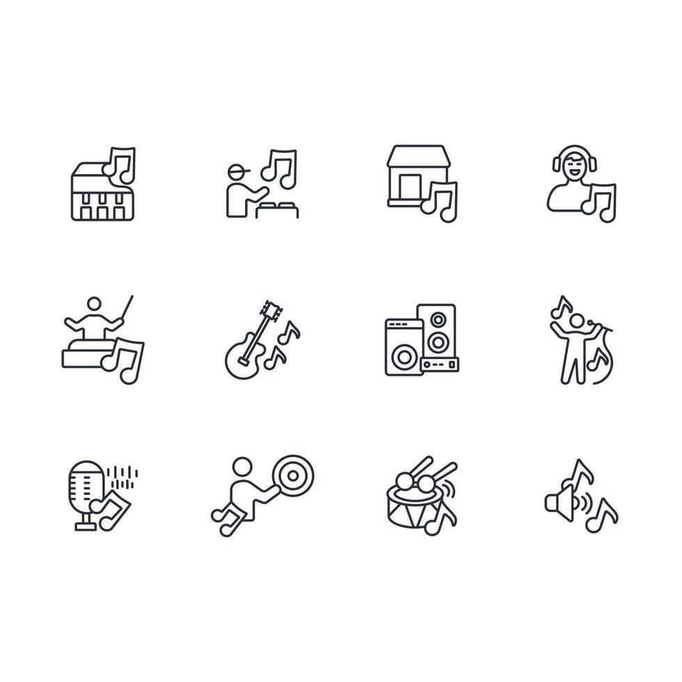 music icon. .Editable stroke.linear style sign for use web design,logo.Symbol illustration. vector