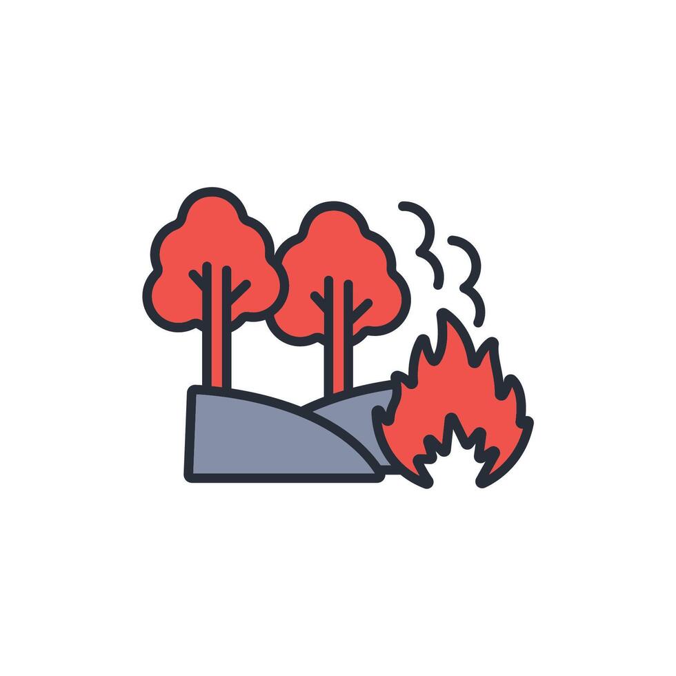 Forest fire icon. .Editable stroke.linear style sign for use web design,logo.Symbol illustration. vector