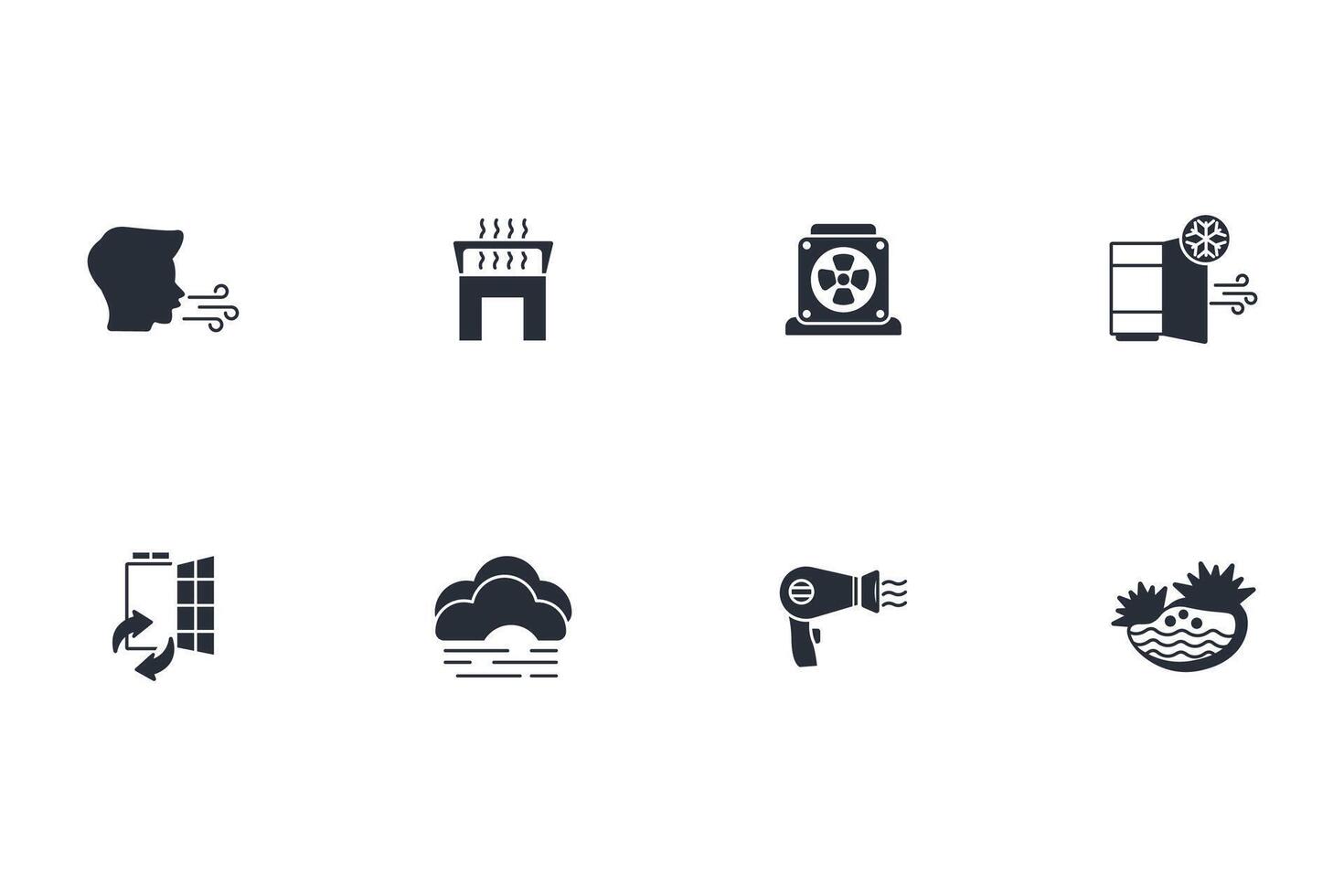 Air icon set..Editable stroke.linear style sign for use web design,logo.Symbol illustration. vector