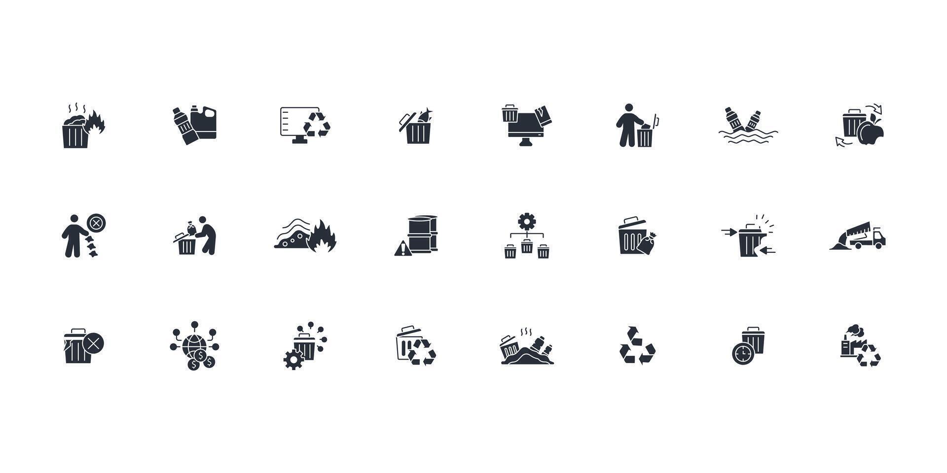 Waste icon set..Editable stroke.linear style sign for use web design,logo.Symbol illustration. vector