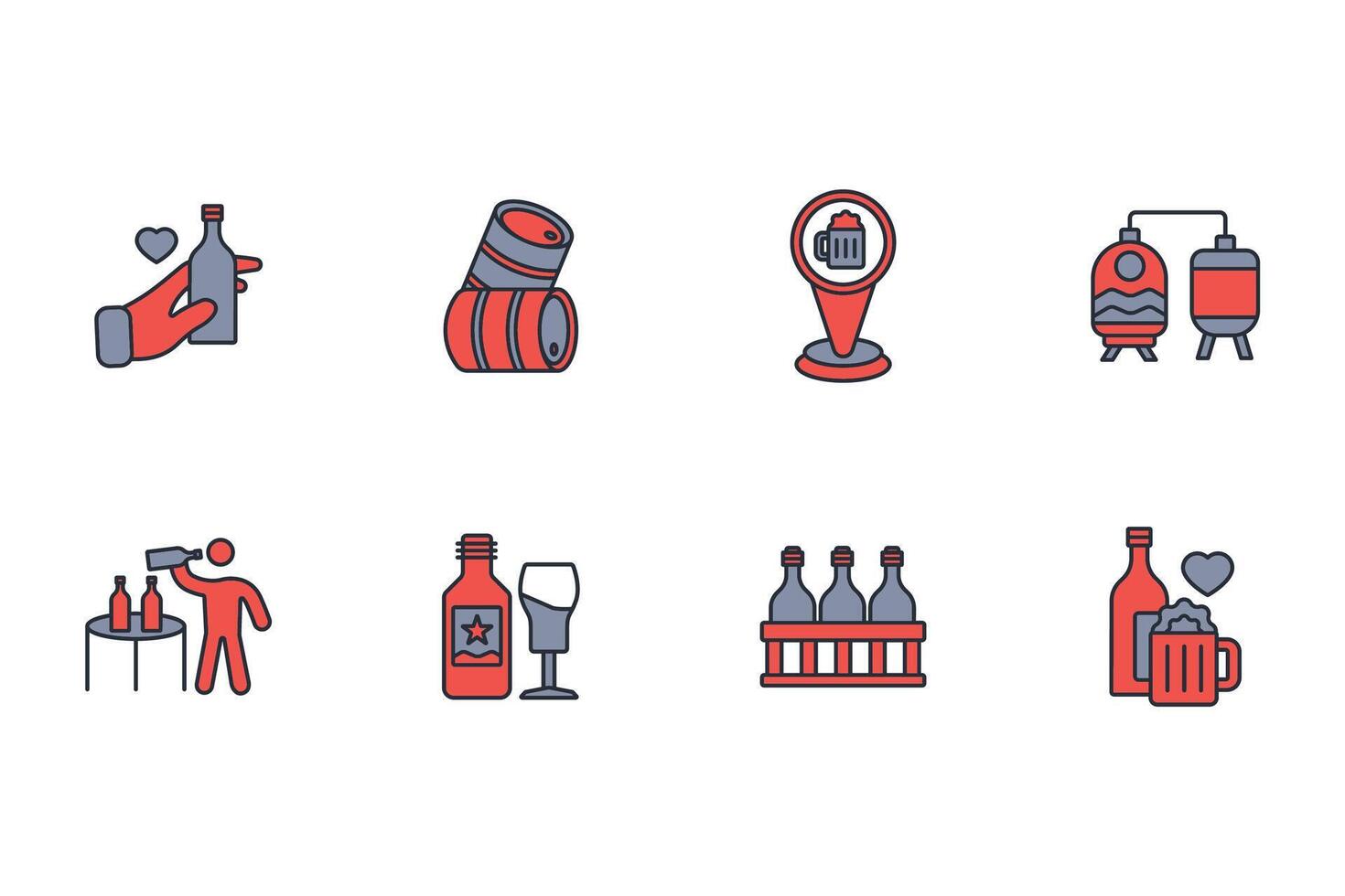 Beer icon set..Editable stroke.linear style sign for use web design,logo.Symbol illustration. vector