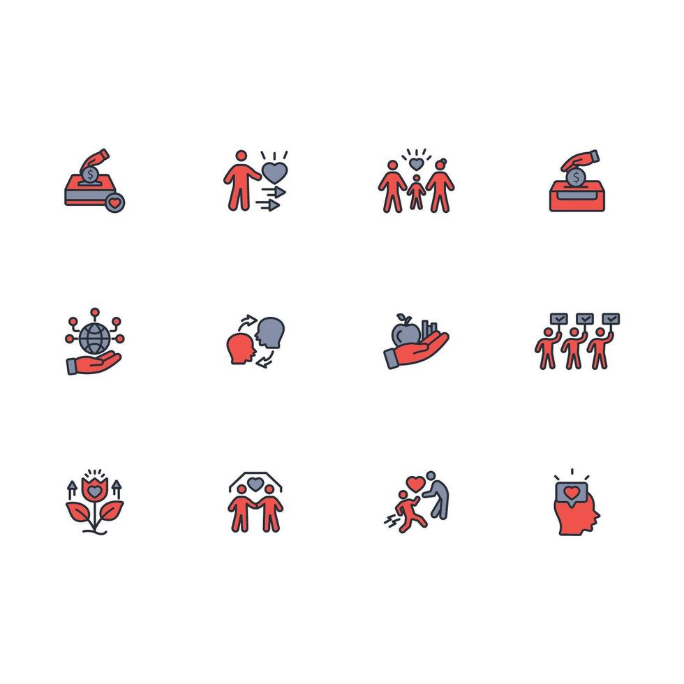Altruism icon set..Editable stroke.linear style sign for use web design,logo.Symbol illustration. vector