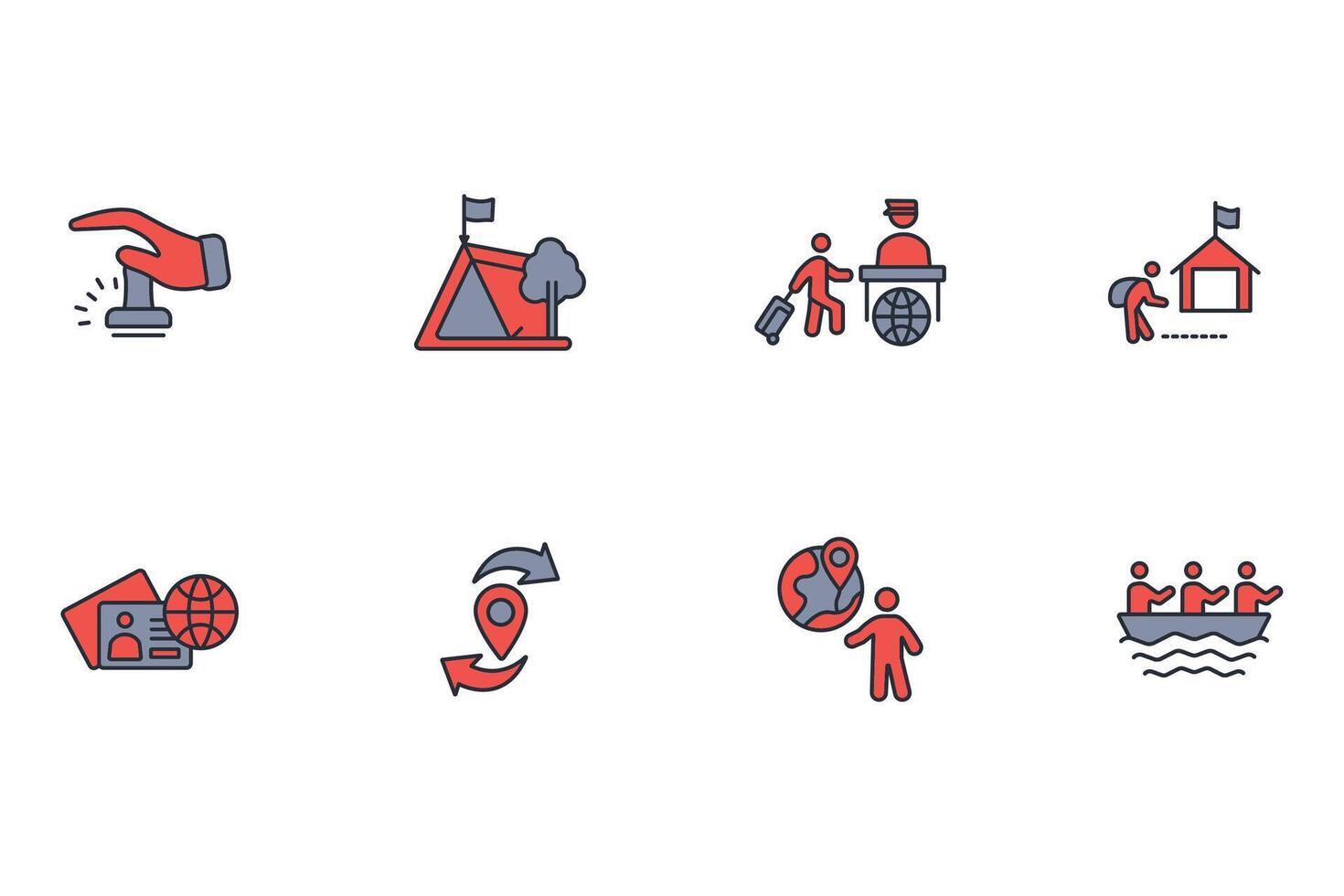 migration icon set..Editable stroke.linear style sign for use web design,logo.Symbol illustration. vector