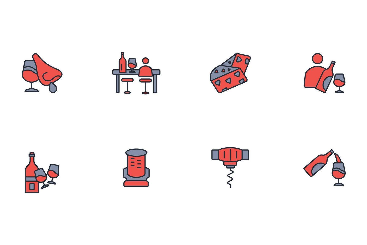 Wine icon set..Editable stroke.linear style sign for use web design,logo.Symbol illustration. vector