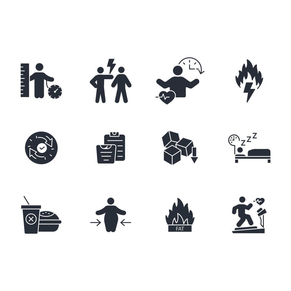 Weight loss icon set..Editable stroke.linear style sign for use web design,logo.Symbol illustration. vector