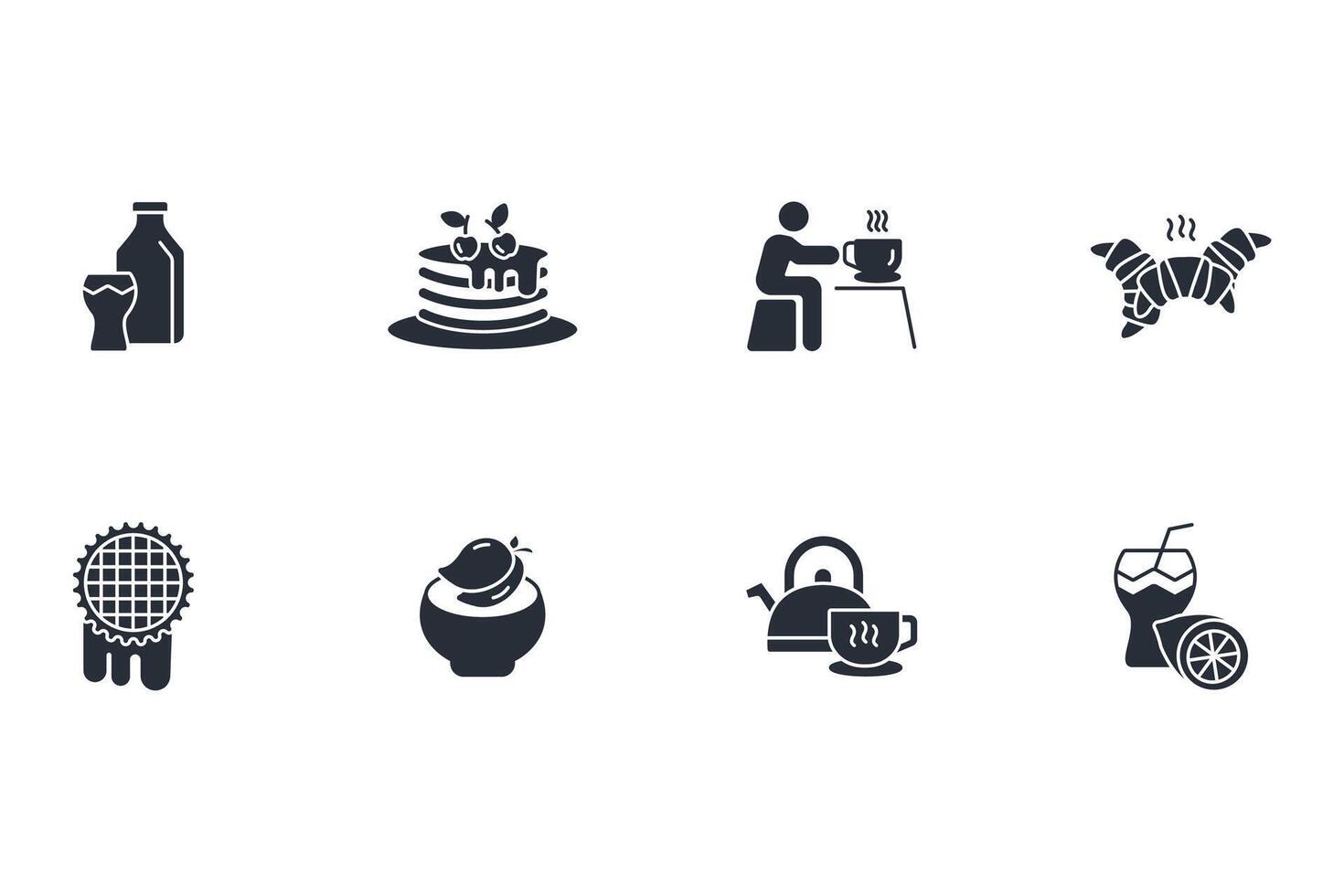Breakfast icon set..Editable stroke.linear style sign for use web design,logo.Symbol illustration. vector