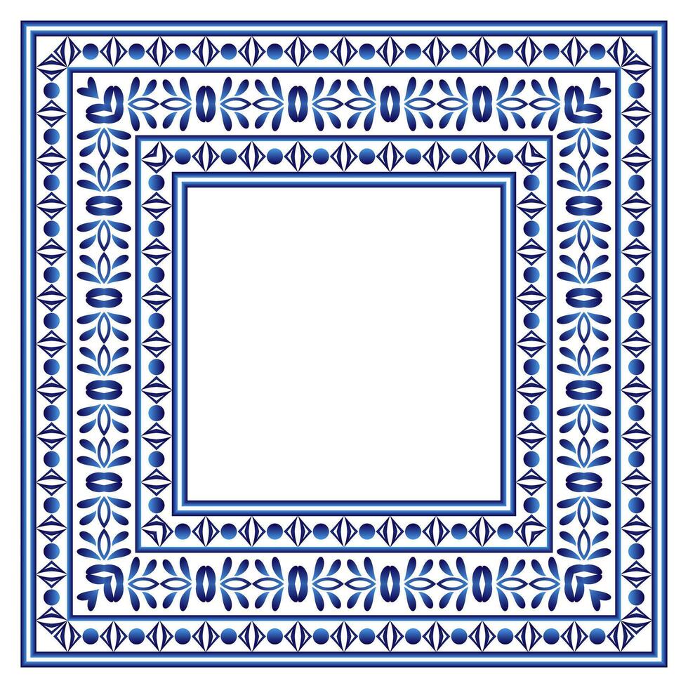 Ceramic tile border pattern. Islamic, indian, arabic motifs. Damask border seamless pattern. Porcelain ethnic bohemian background. vector
