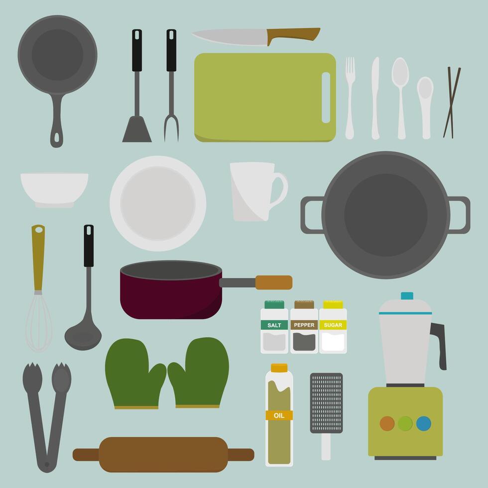 collection of utensils for cooking vector