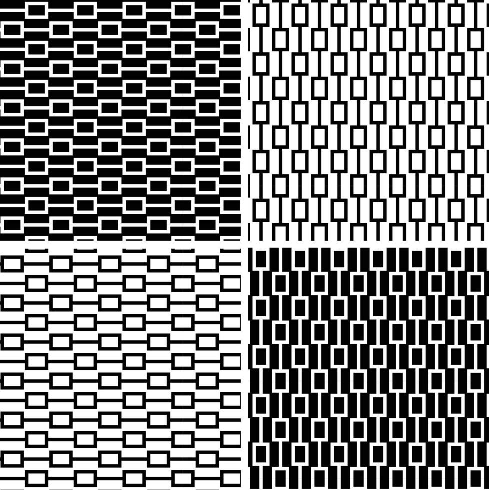 Abstract geometric seamless black white stripe pattern with rectangles vector