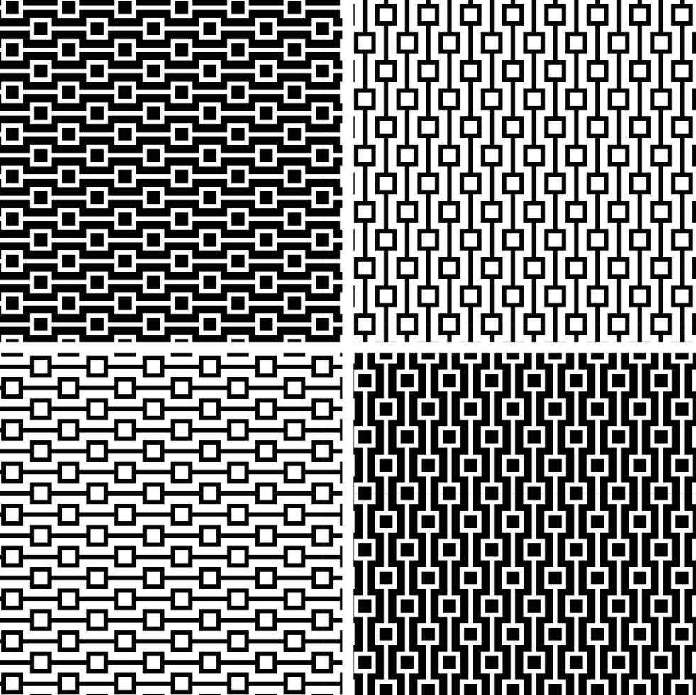 Abstract geometric seamless black white stripe pattern with squares vector