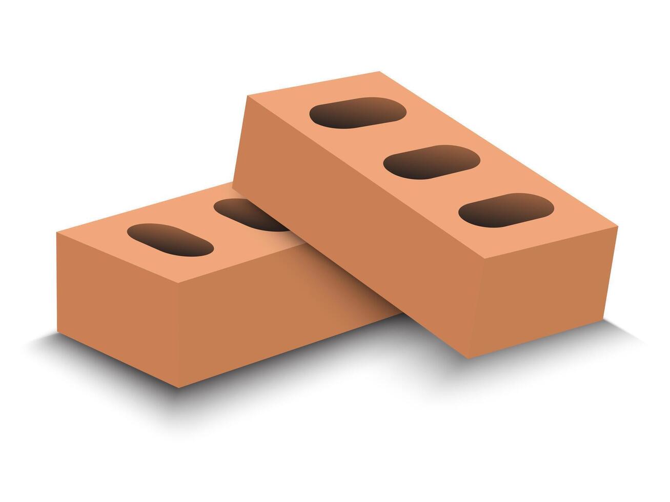 Red stone square brick, building material, cartoon 3D icon illustration isolated on white background. vector