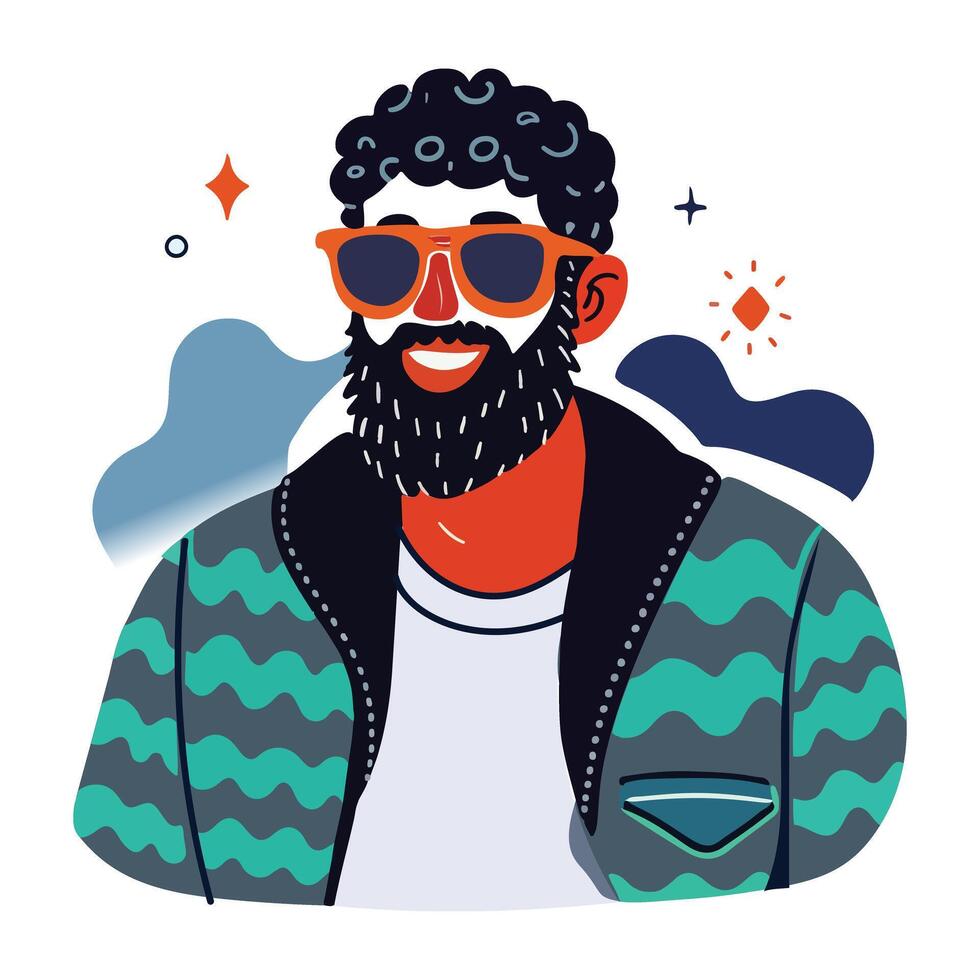 A flat style sticker of a cool man vector