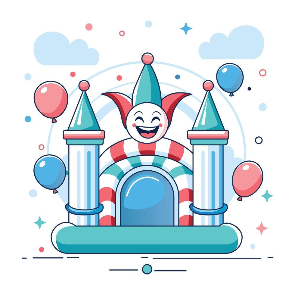 Jumping castle illustration in flat style vector