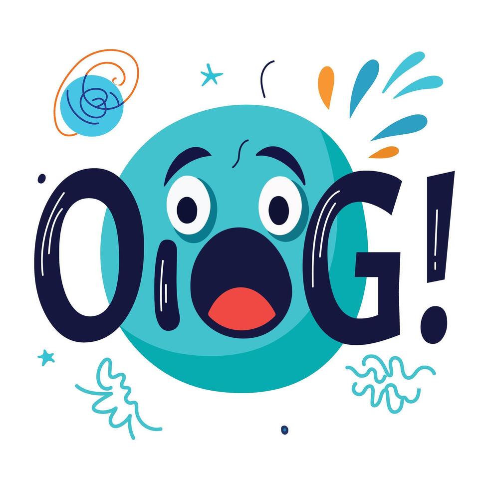 Omg typography sticker in flat style vector