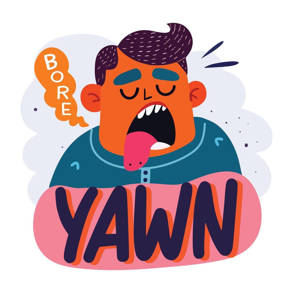 A flat style sticker of bored character vector