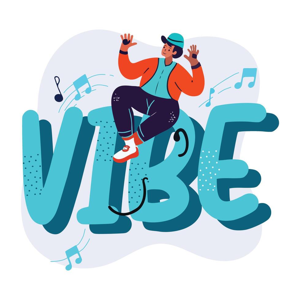 Vibe typography sticker in flat style vector