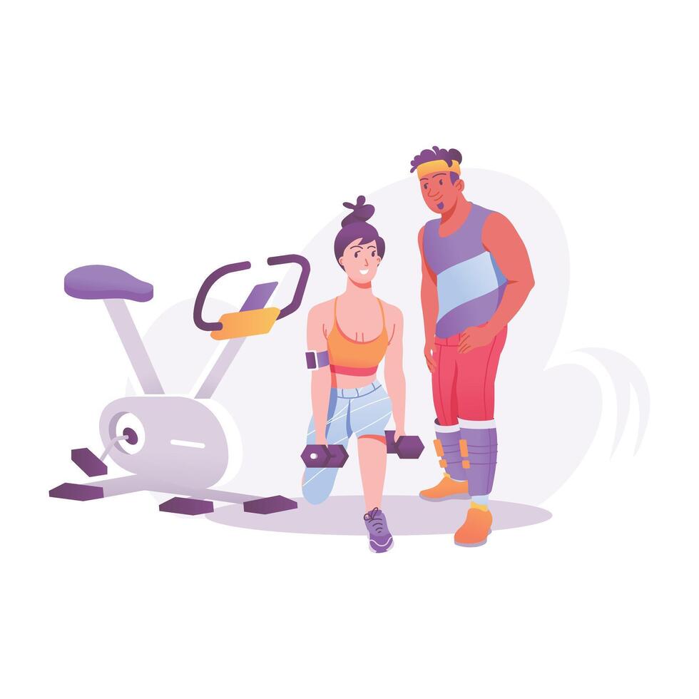 Gym coach illustration in flat style vector