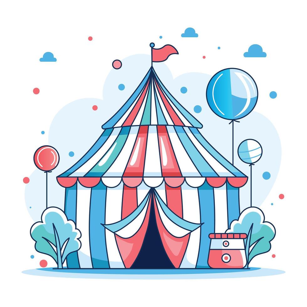 Circus tent illustration in flat style vector