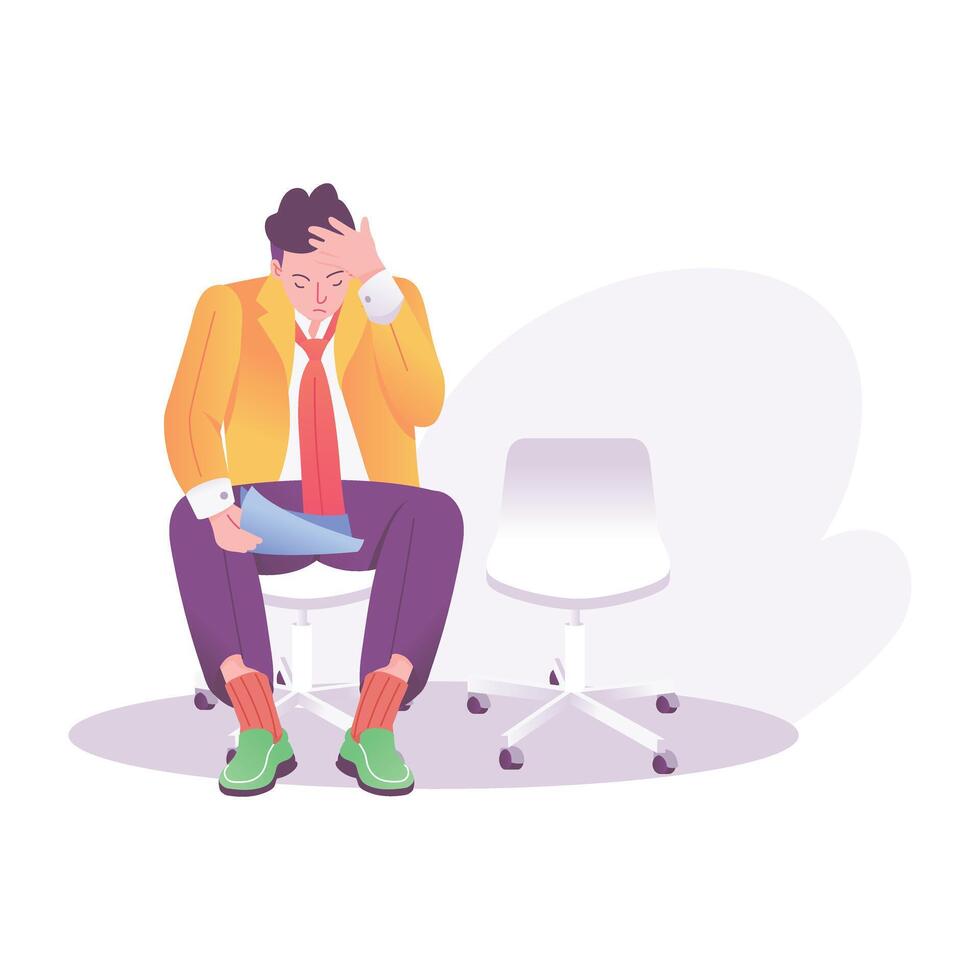 Disheartened man illustration in flat style vector