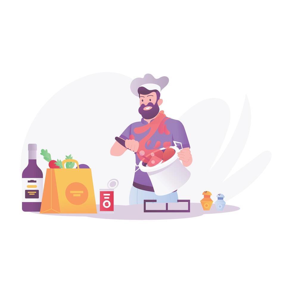 Expert cook illustration in flat style vector