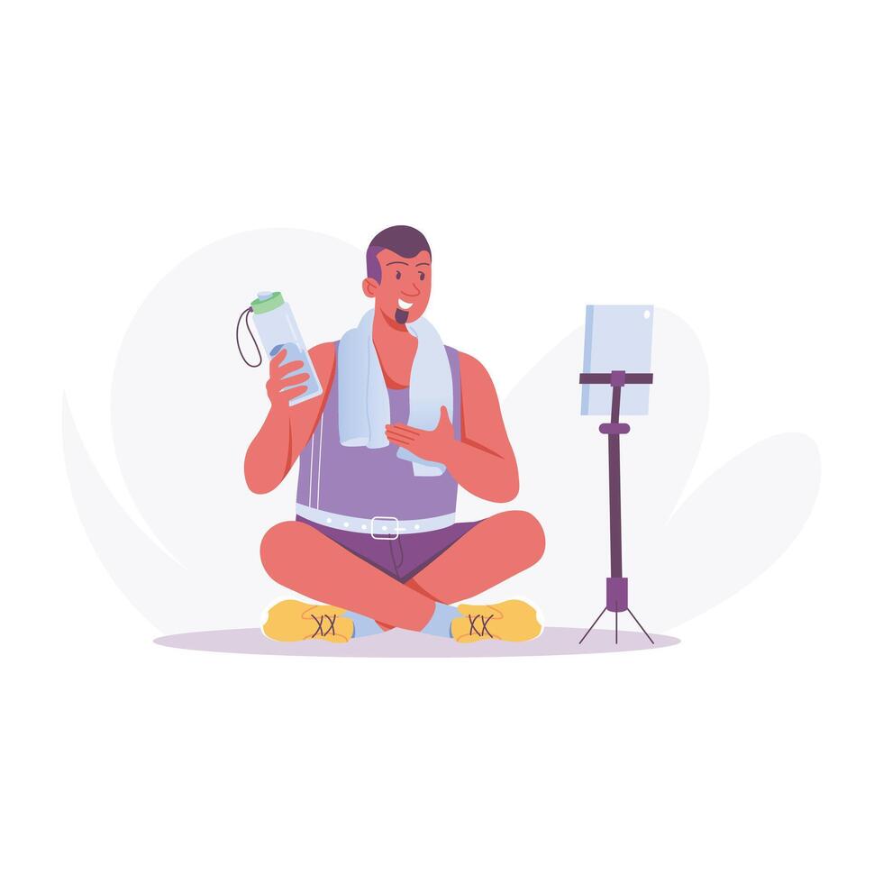 A flat style illustration of fitness vlogger vector