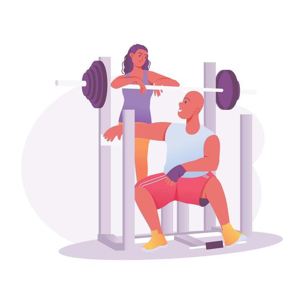 A woman doing exercise with resistance band, a flat illustration vector