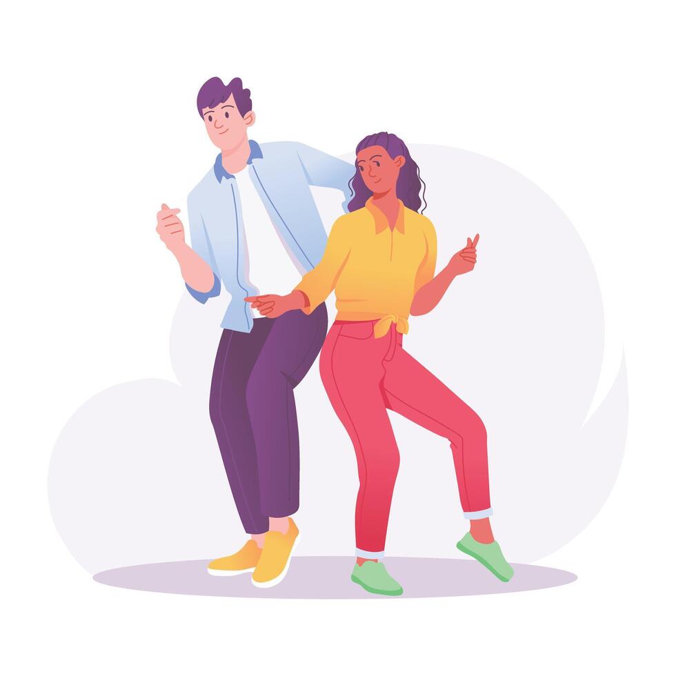 Couple dancing illustration in flat style vector