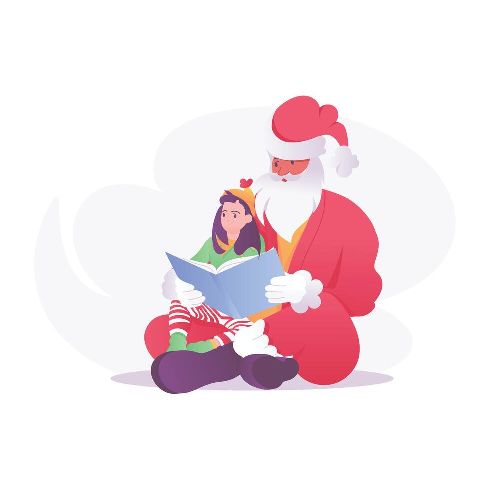 Santa claus with a child, a flat style illustration vector