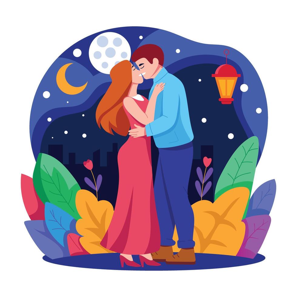 A flat style illustration of lovely couple vector