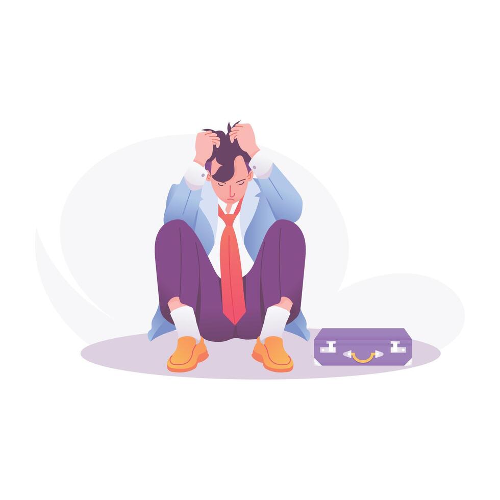 Job depression illustration in flat style vector