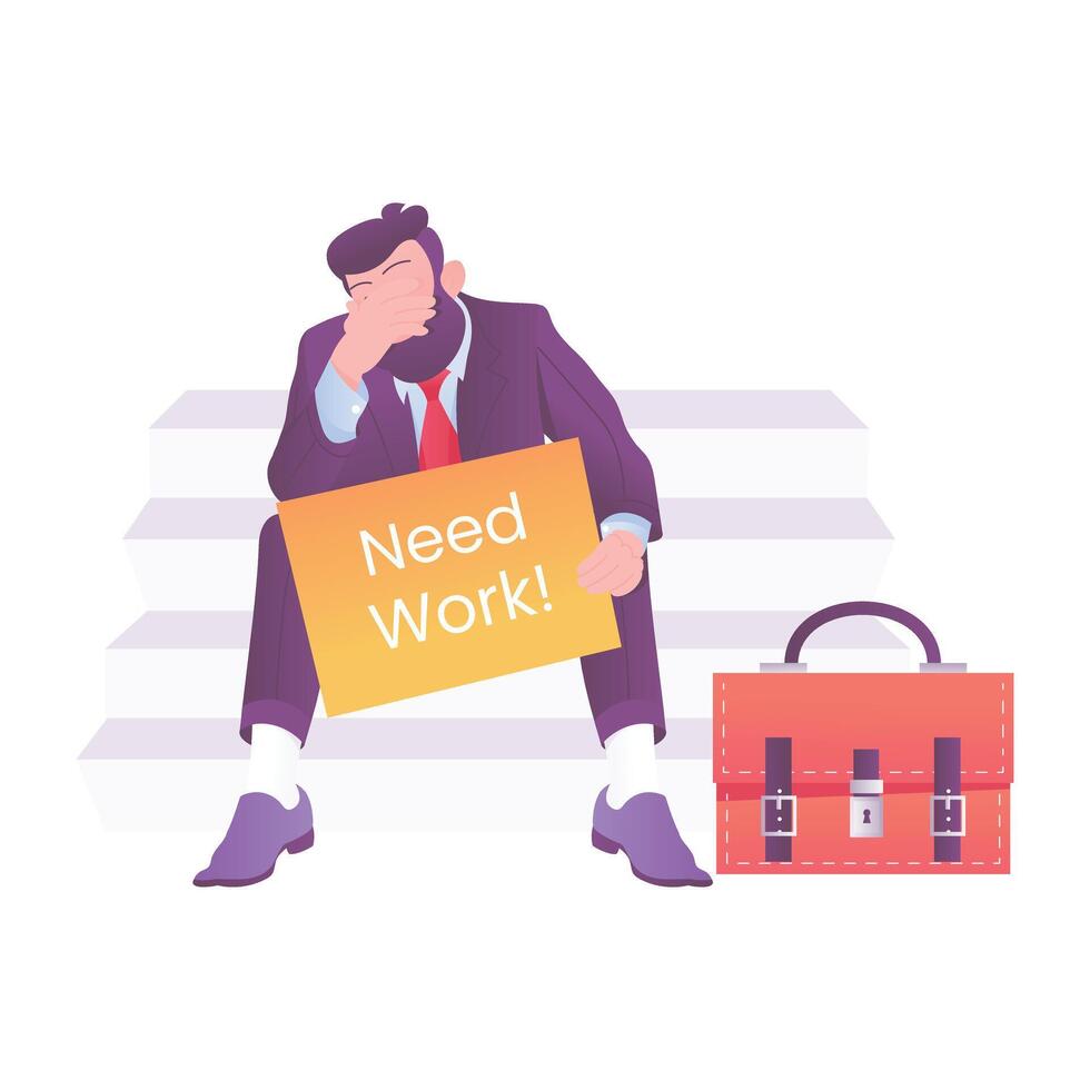 Job depression illustration in flat style vector