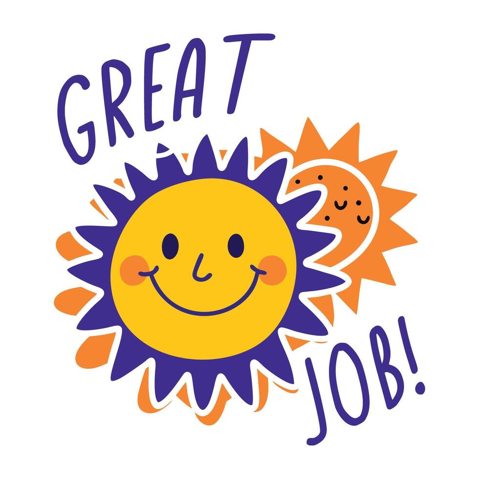 Great job sticker in comic style vector