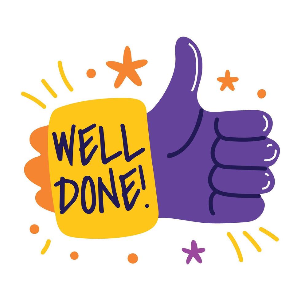 Well done sticker in flat style vector