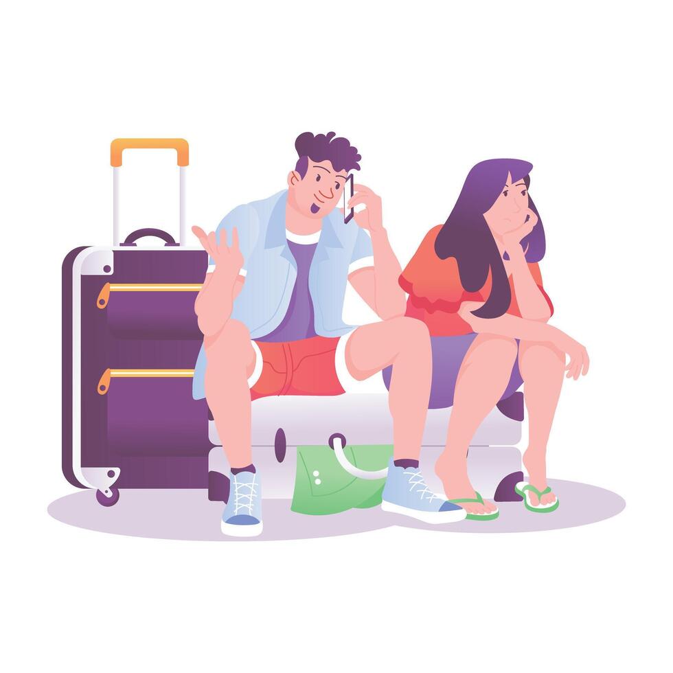 A character based illustration of flight delay vector
