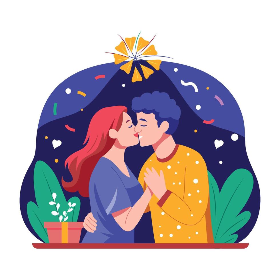 Romantic couple illustration in flat style vector