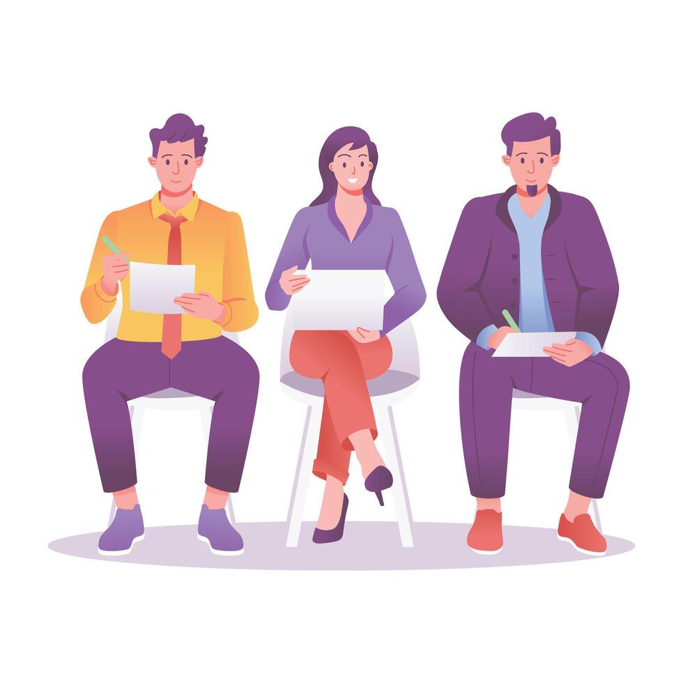 A flat style illustration of job applicants vector