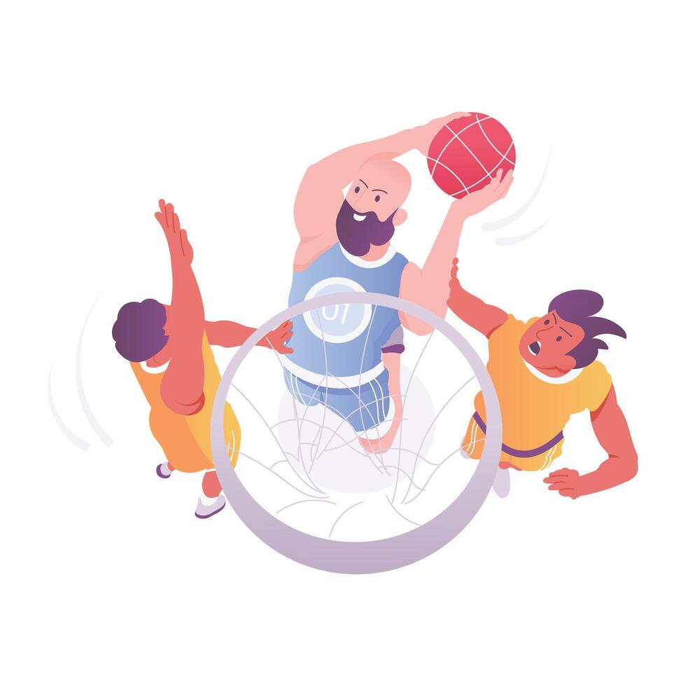 Basketball match illustration in flat style vector