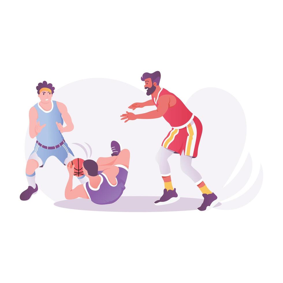 A flat style illustration of playing basketball vector