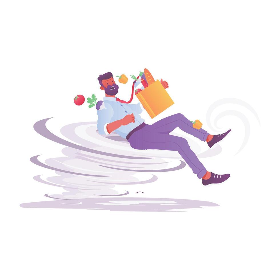 Wind storm illustration in flat style vector