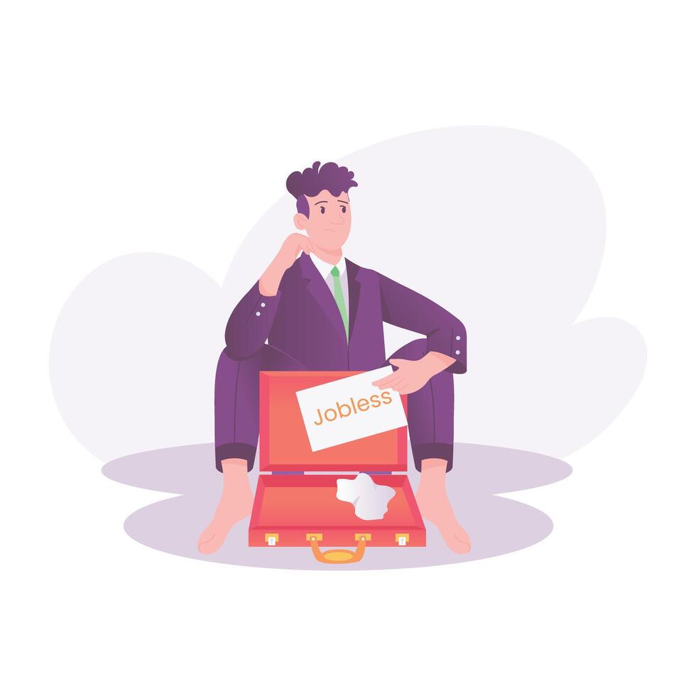 Jobless man illustration in flat style vector