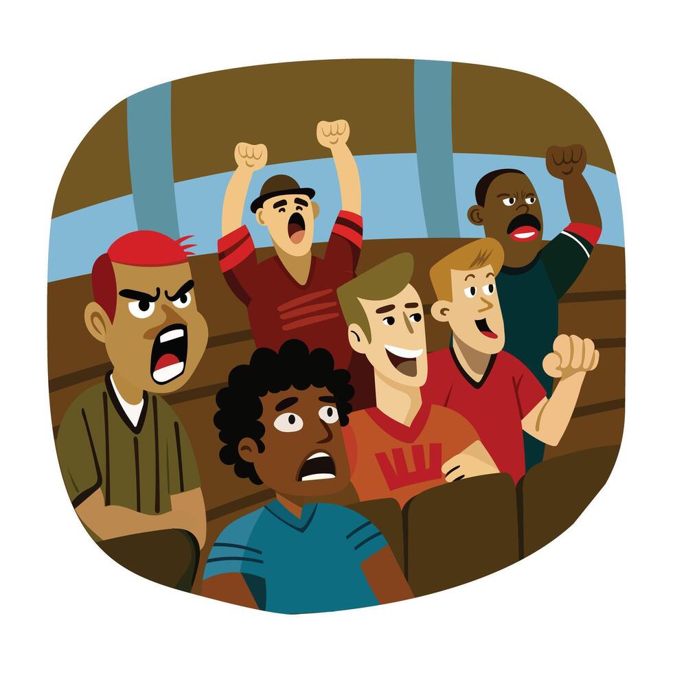 A flat style illustration of fans reaction vector