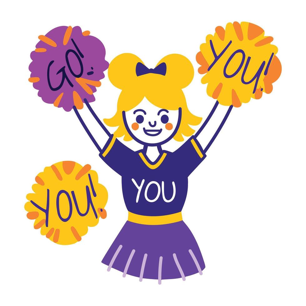 A cheering girl sticker in comic style vector